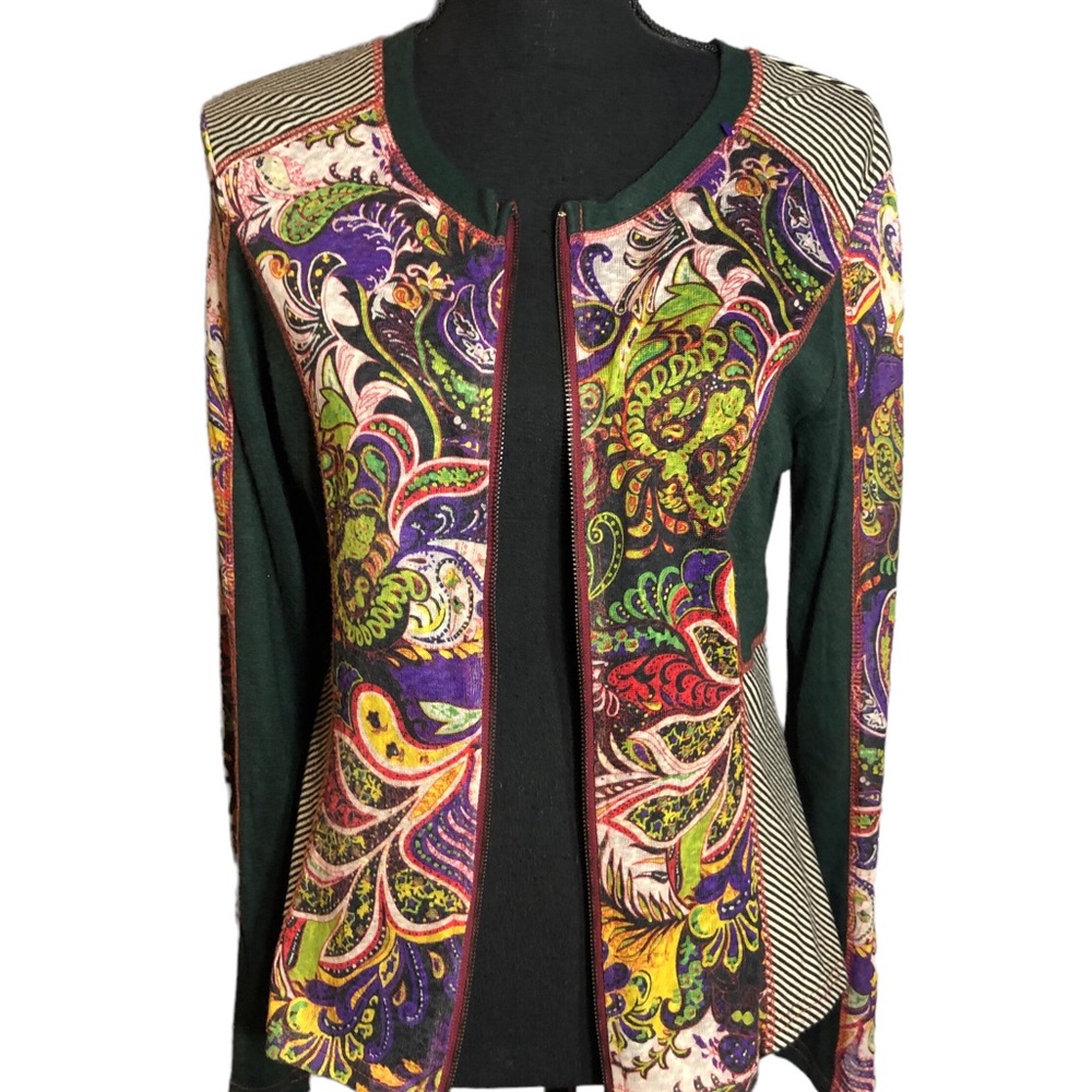 Y2K Mixed-Media zip cardigan Mirror Image L